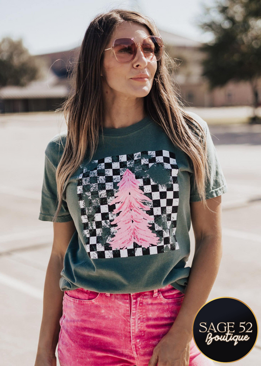Pink Christmas Tree Tee