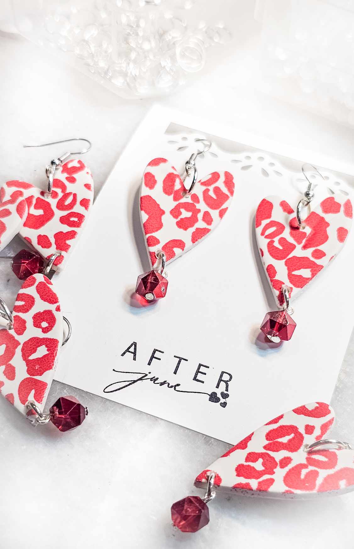 Red & White Leopard Heart-Large