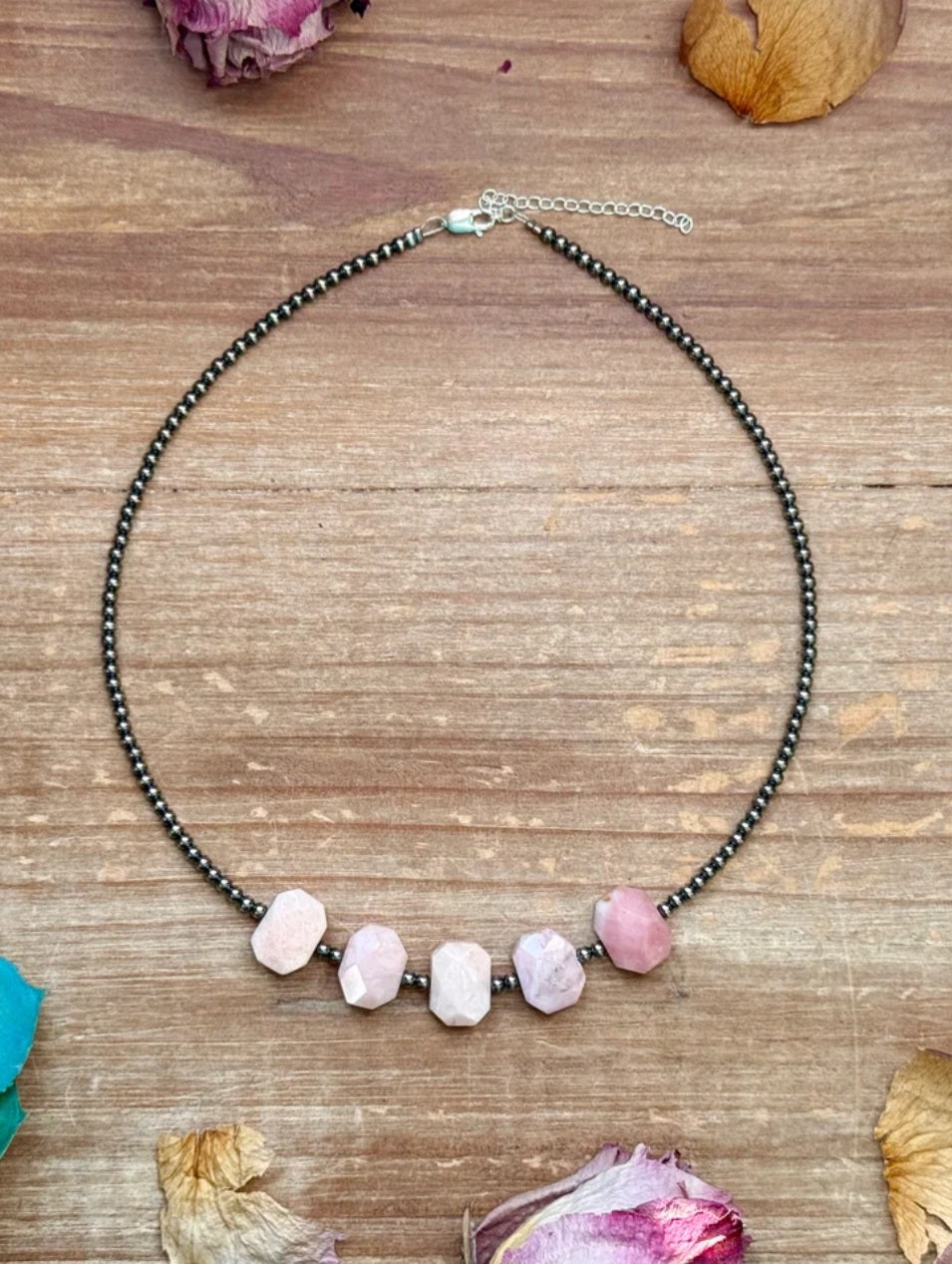 Pink Opal + 3mm SS Pearls NEC-STE-053-PIN