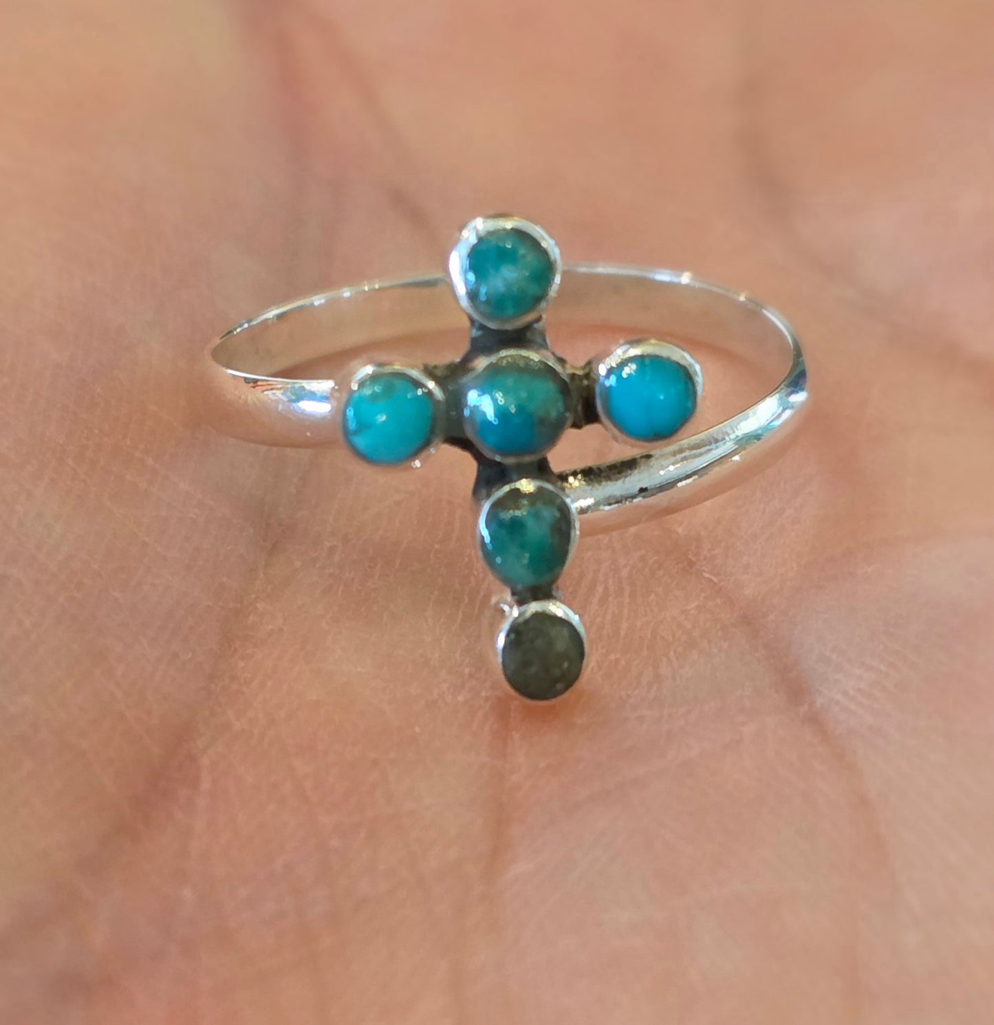 Turq Cross Adjustable Ring