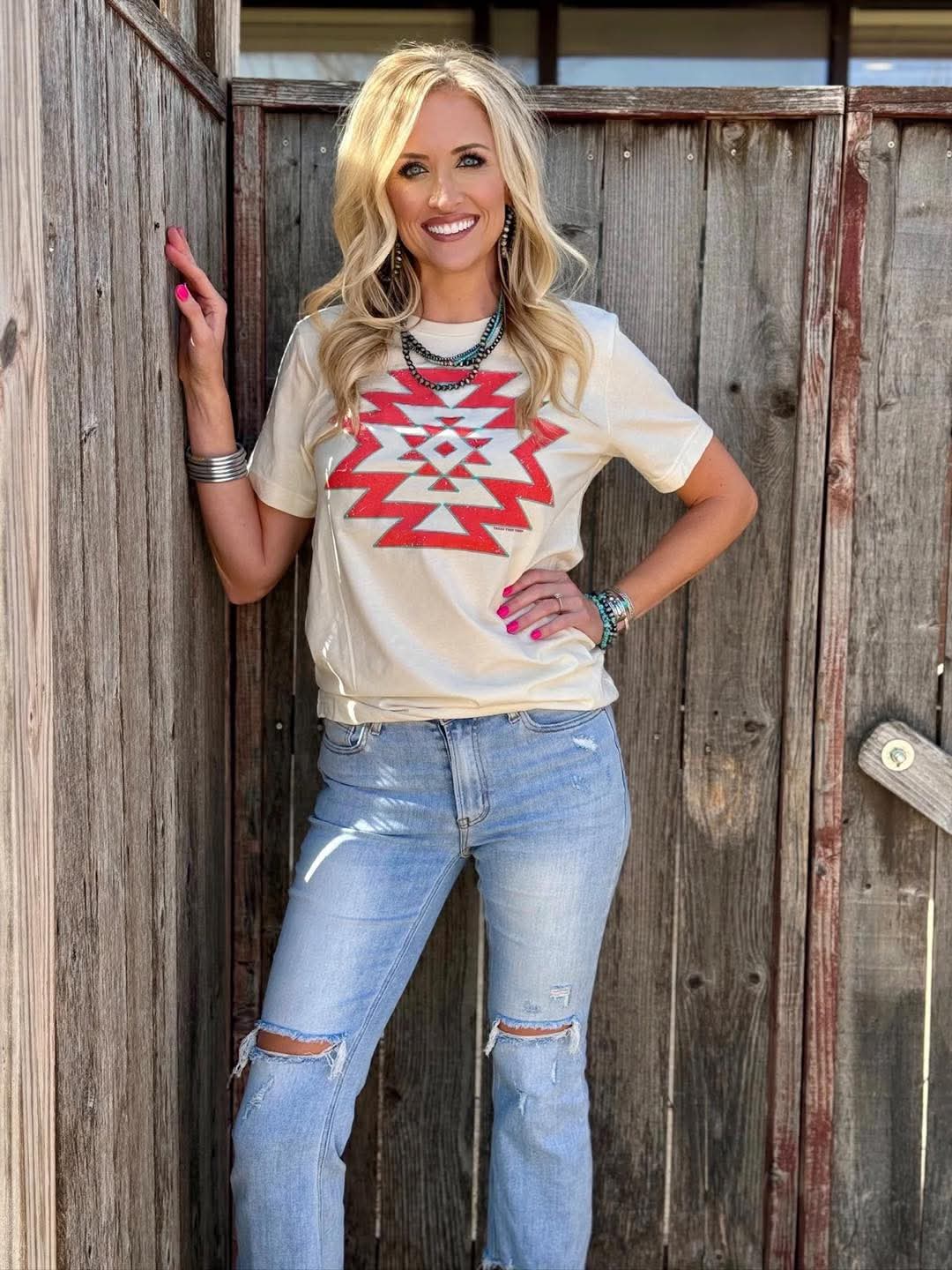 Natural Aztec Puff Tee