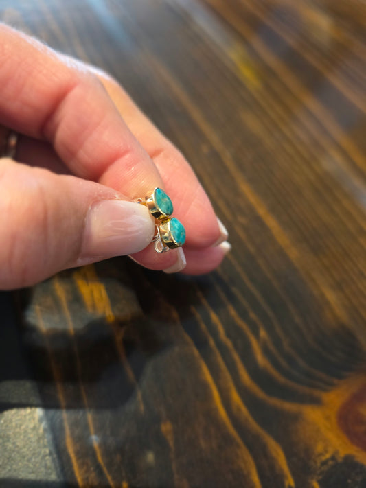Brass Turquoise 6mm Dainty Studs - B1519-TQ