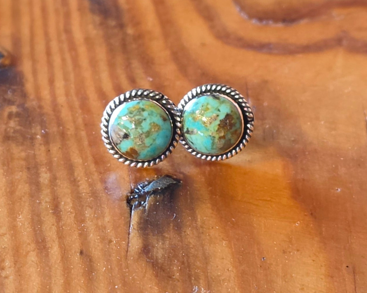 Round Turquoise Stud Earrings