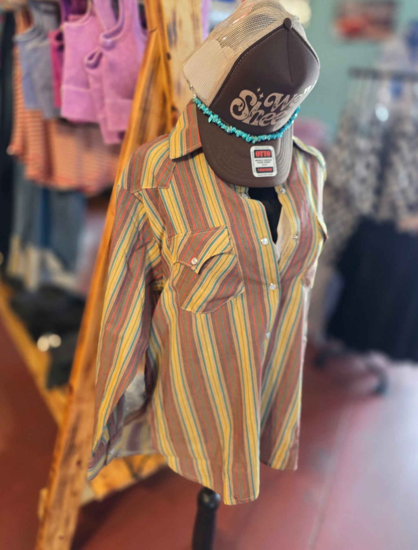 Olive Vintage Strip Top