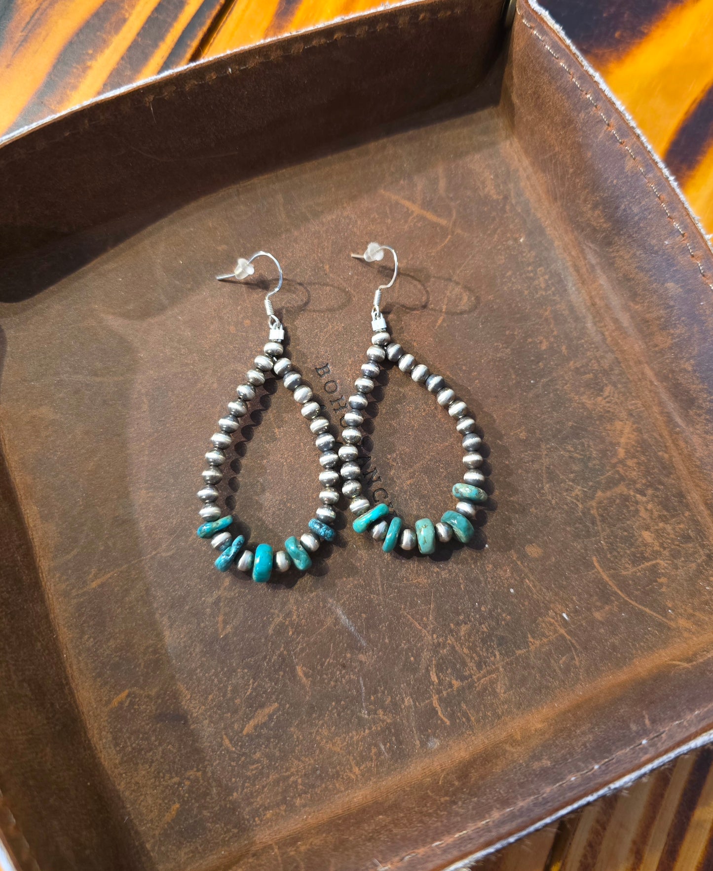 Green Turquoise + SS Bead Earrings