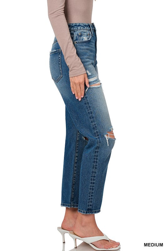 Zenana - High Rise Straight Crop Denim