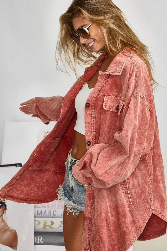Vintage Washed Corduroy Button up Shacket