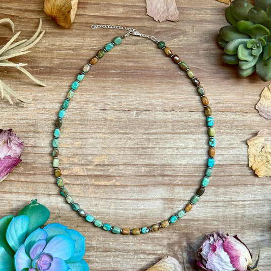 18β Turquoise Tube Necklace β Sterling Silver & Hematite