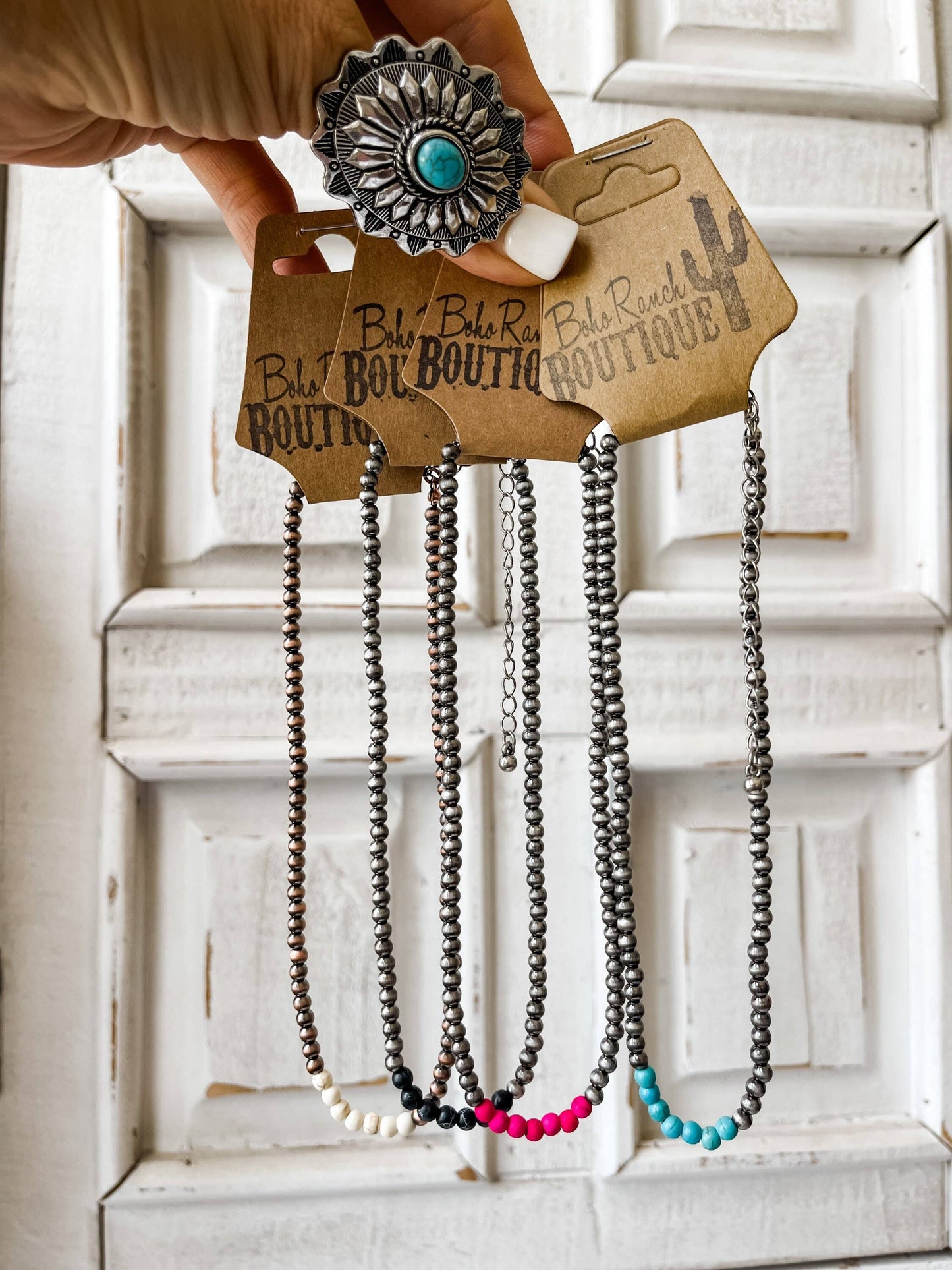 Boho Ranch Shop - Western Navajo Bead Choker Necklace: Turquoise