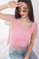 VERY J - NT11519-Jewel Fishnet Crochet Knit Top: Blue / SM-ML/3-3