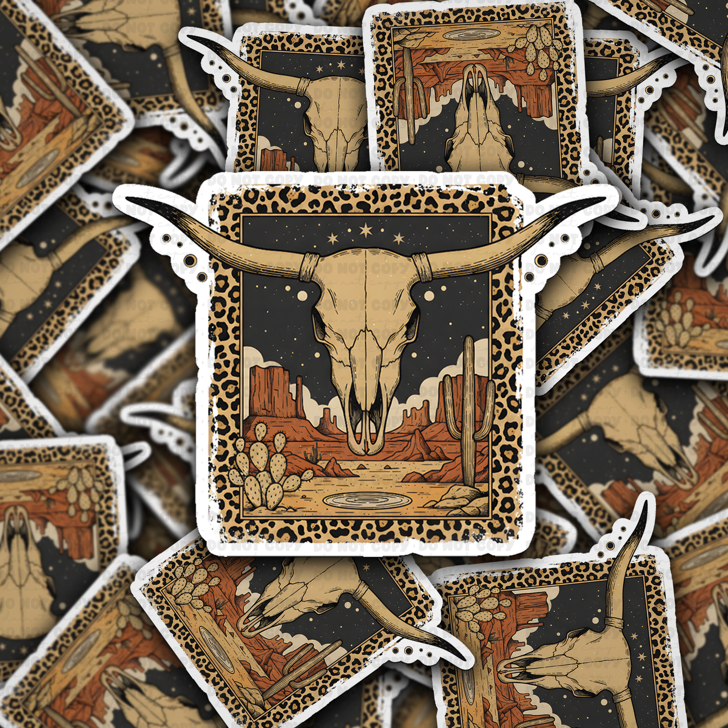 It's Transfer Time - DS - 2547 Leopard skull western Die Cut Sticker