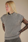 Black Two Tone Ribbed Knit Sweater Vest