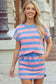 Striped Dolman Tee Drawstring Skort Set