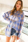 Vine & Love - Collared Pocket Detail Roll-Up Sleeve Plaid Shirt VT70146E: Coral / M