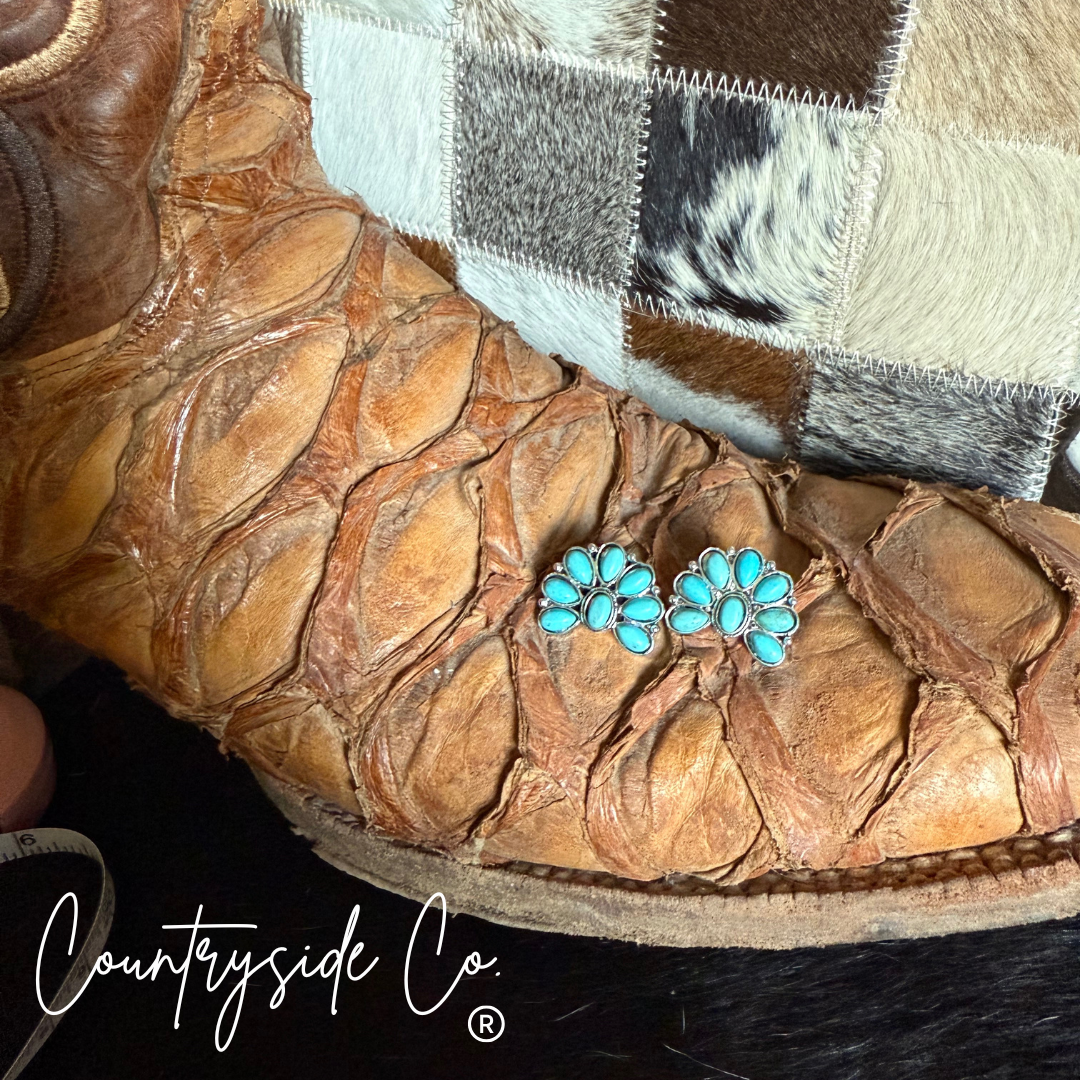 Countryside Co. - Small Turquoise Squash Blossom Earrings