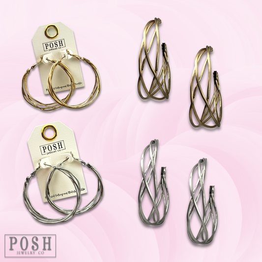 Pink Panache Brands - Cage wire hoop earring, last call: Silver
