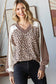 7th Ray - Animal Print V Neck Pullover Top T5777: Chestnut / XL