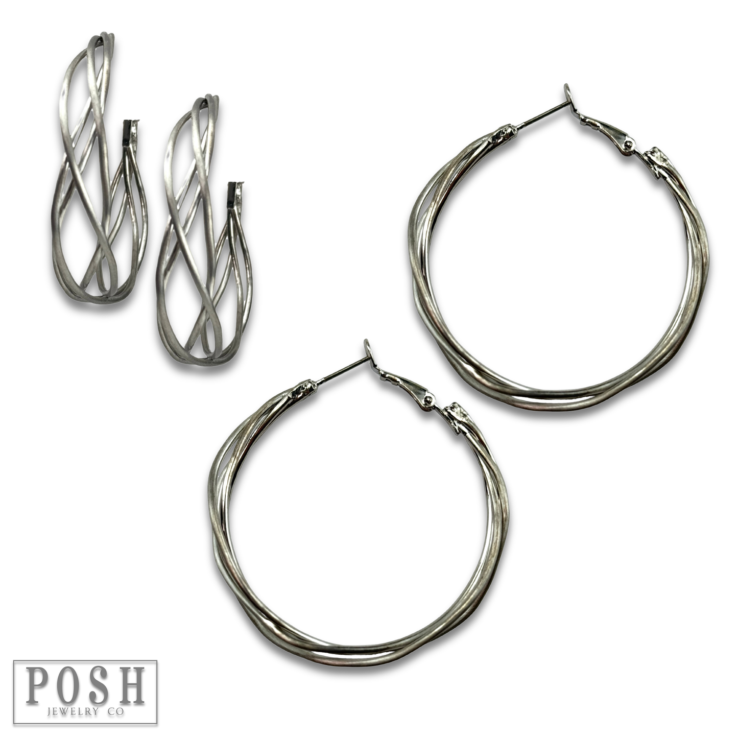 Pink Panache Brands - Cage wire hoop earring, last call: Silver