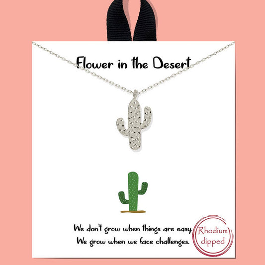Gold-Dipped Cactus Charm Necklace: RH / ONE SIZE