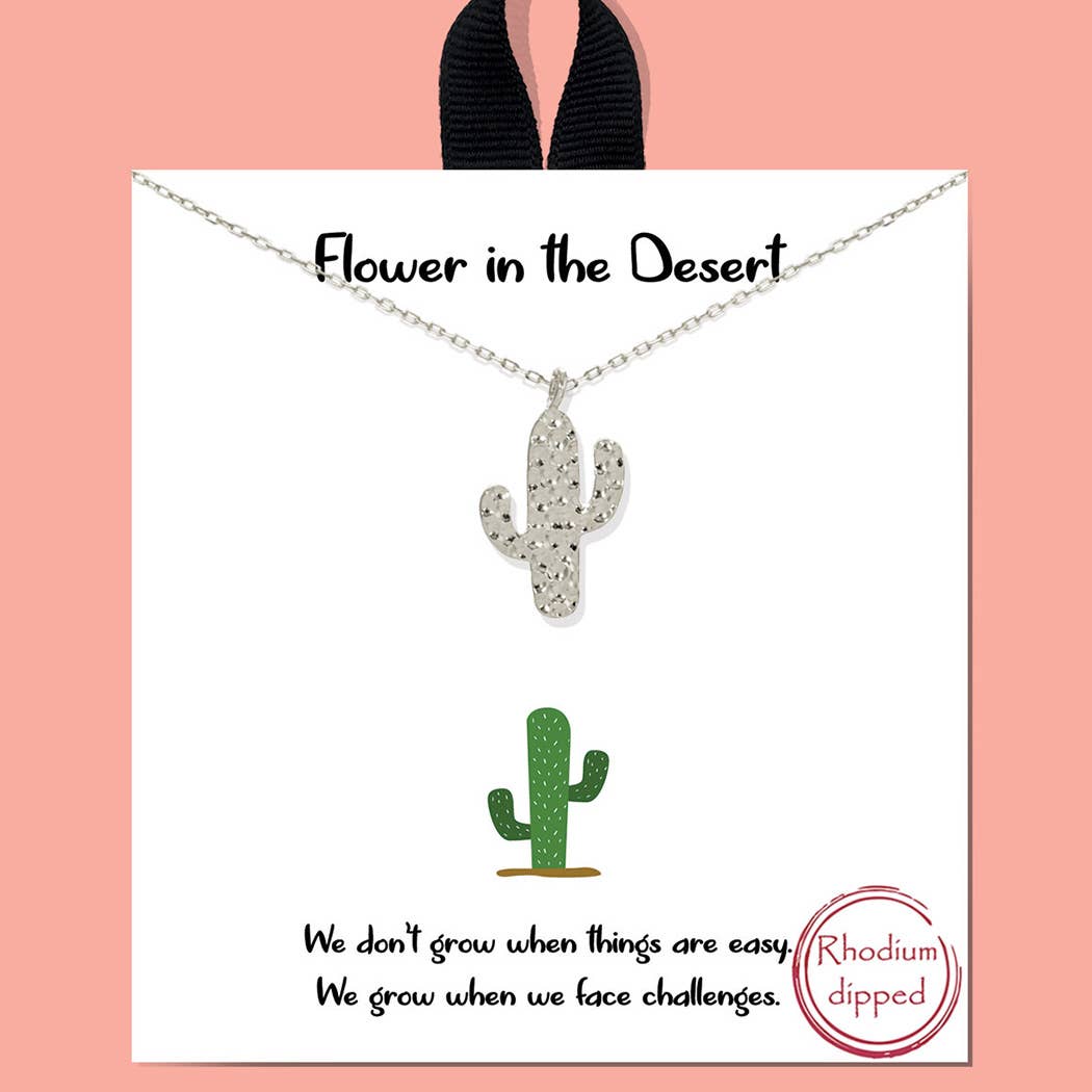 Gold-Dipped Cactus Charm Necklace: GD / ONE SIZE