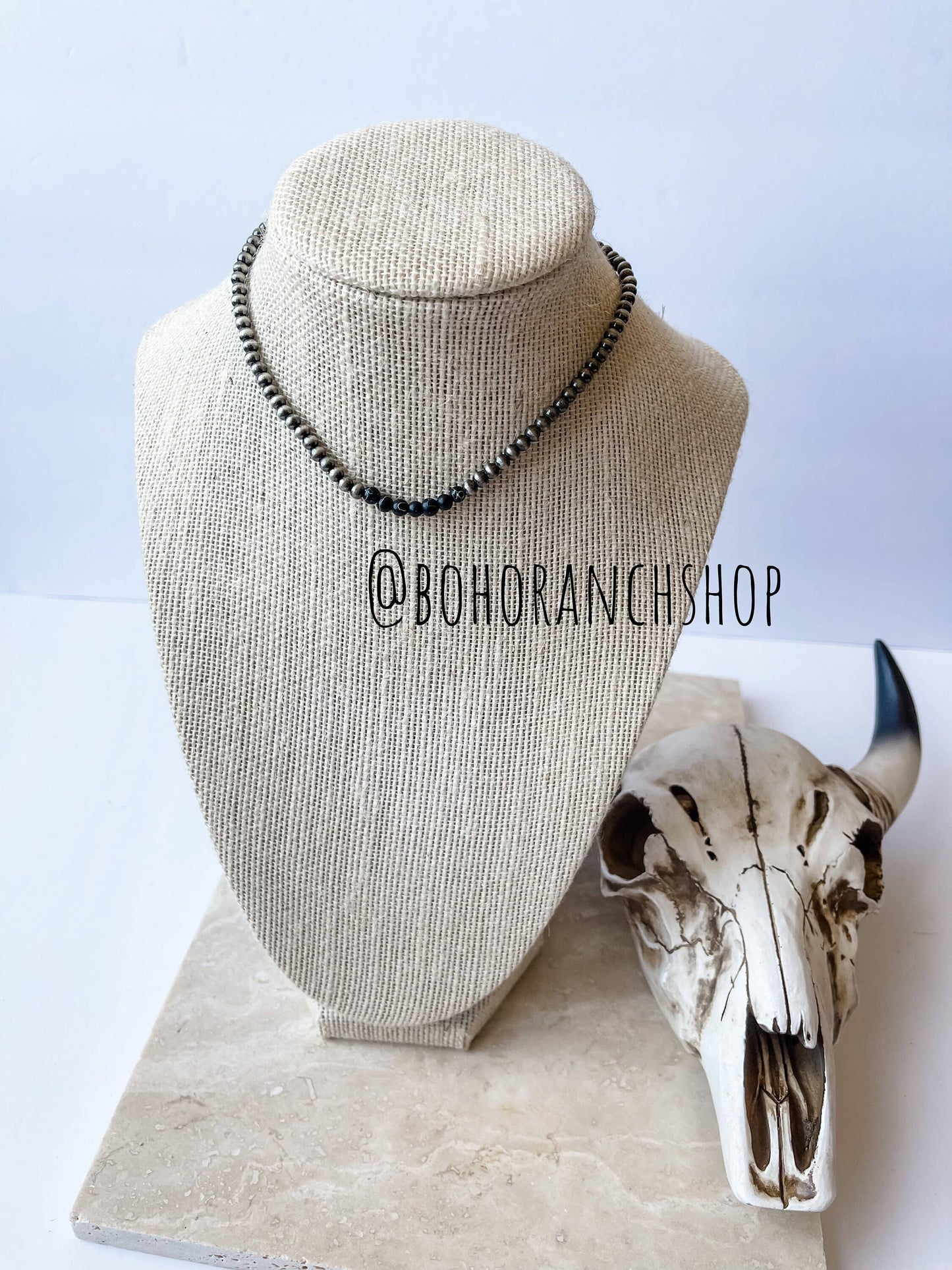 Boho Ranch Shop - Western Navajo Bead Choker Necklace: Turquoise