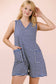 VERY J - NP70744-Striped Knit Casual Comfy Romper: OAT/BLACK / S-M-L/2-2-2