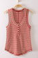 Red/White Striped Button Knit Tank