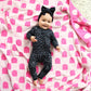 Gigi and Max - Ash Black Leopard RUFFLE ZIP Halloween Bamboo Sleepies Little: 0-3m