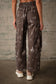Blue B - 25157P Western Print Cotton Cargo Pants: CHOCOLATE / S-M-L (2-2-2)