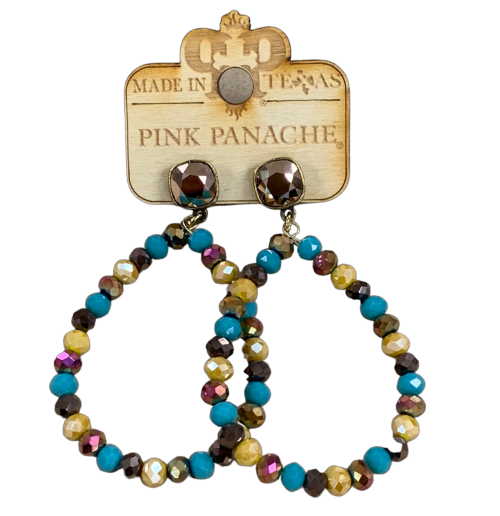 Faceted bead teardrop earring with Austrian crystal - LC: Turquoise