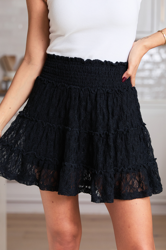 Through The Garden Black Lace Mini Skort SALE