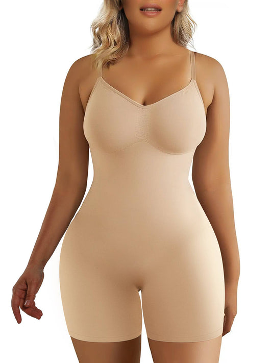 ShaperX Shapewear - SHAPERX Seamless Full Body Tummy Control Bodysuit shapewear: Beige / L/XL