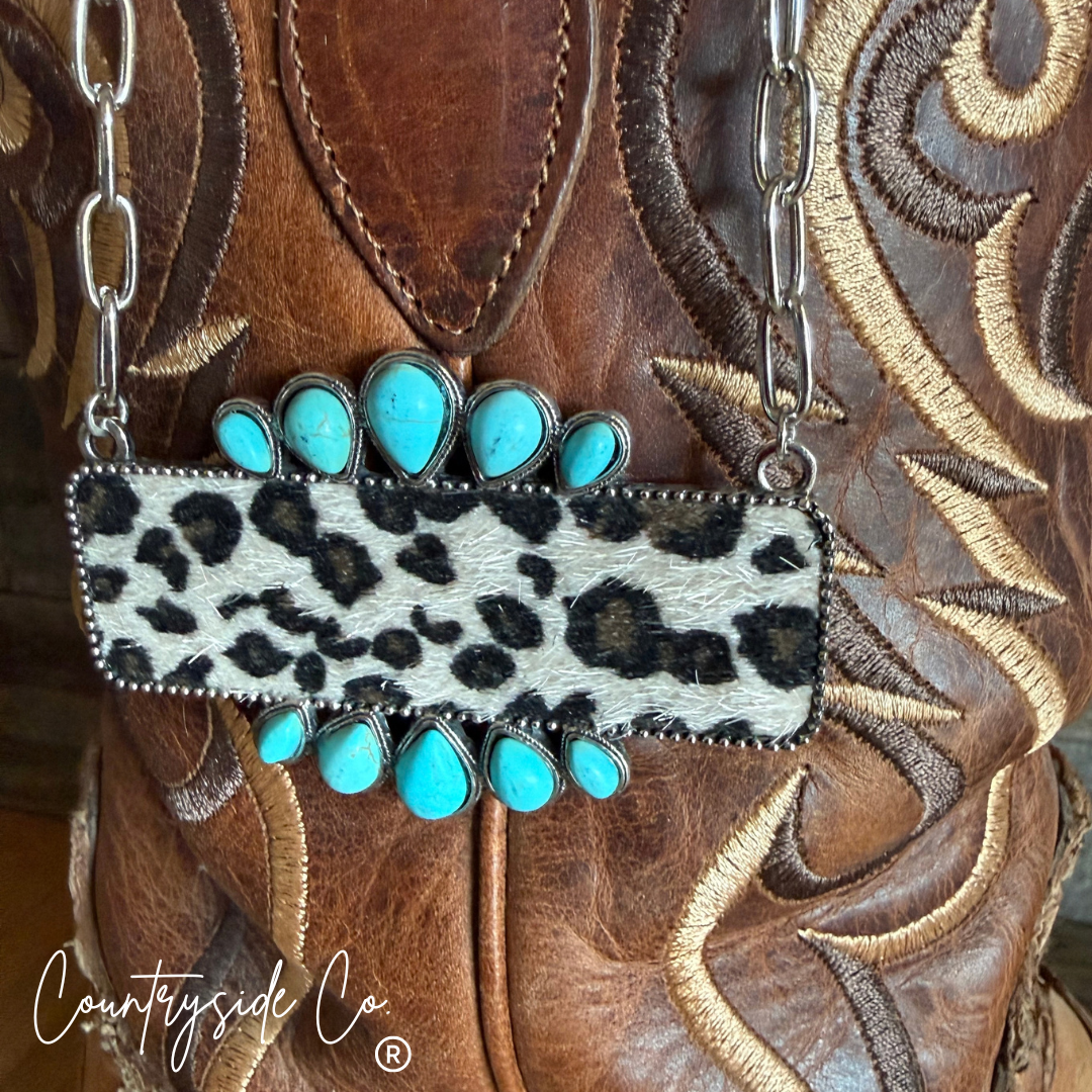 Countryside Co. - The Wildside Leopard & Turquoise Bar Necklace
