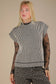 Black Two Tone Ribbed Knit Sweater Vest