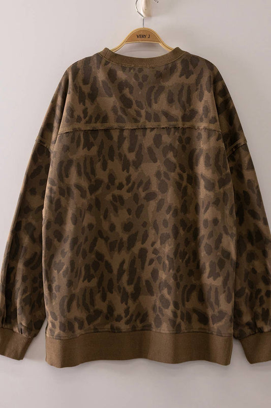 Plus Mocha Printed Sweatshirt
