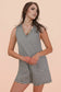VERY J - NP70744-Striped Knit Casual Comfy Romper: OAT/BLACK / S-M-L/2-2-2