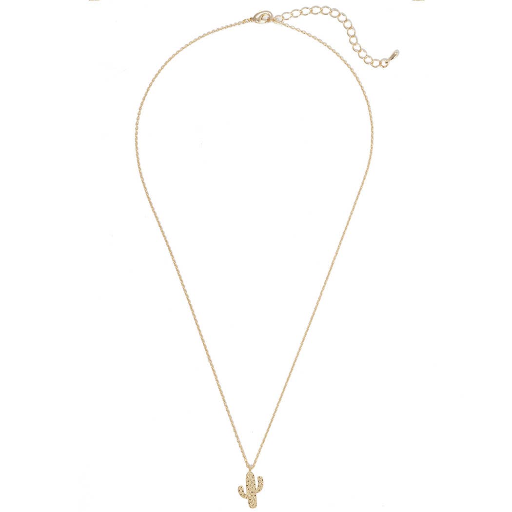 Gold-Dipped Cactus Charm Necklace: GD / ONE SIZE