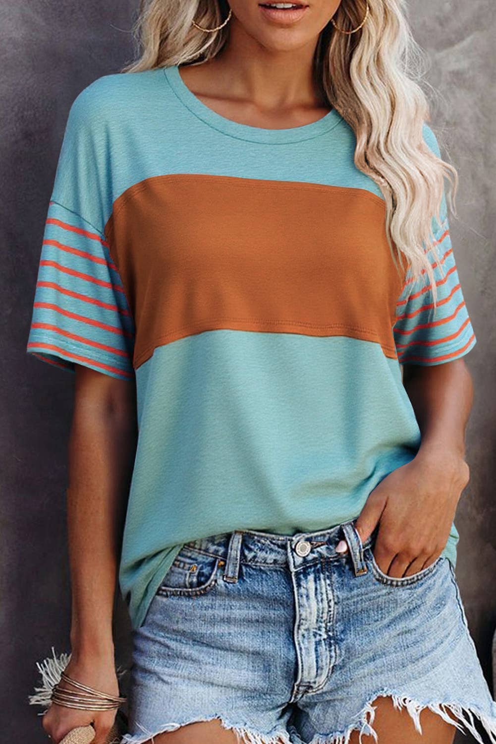 Color Block Striped T Shirt