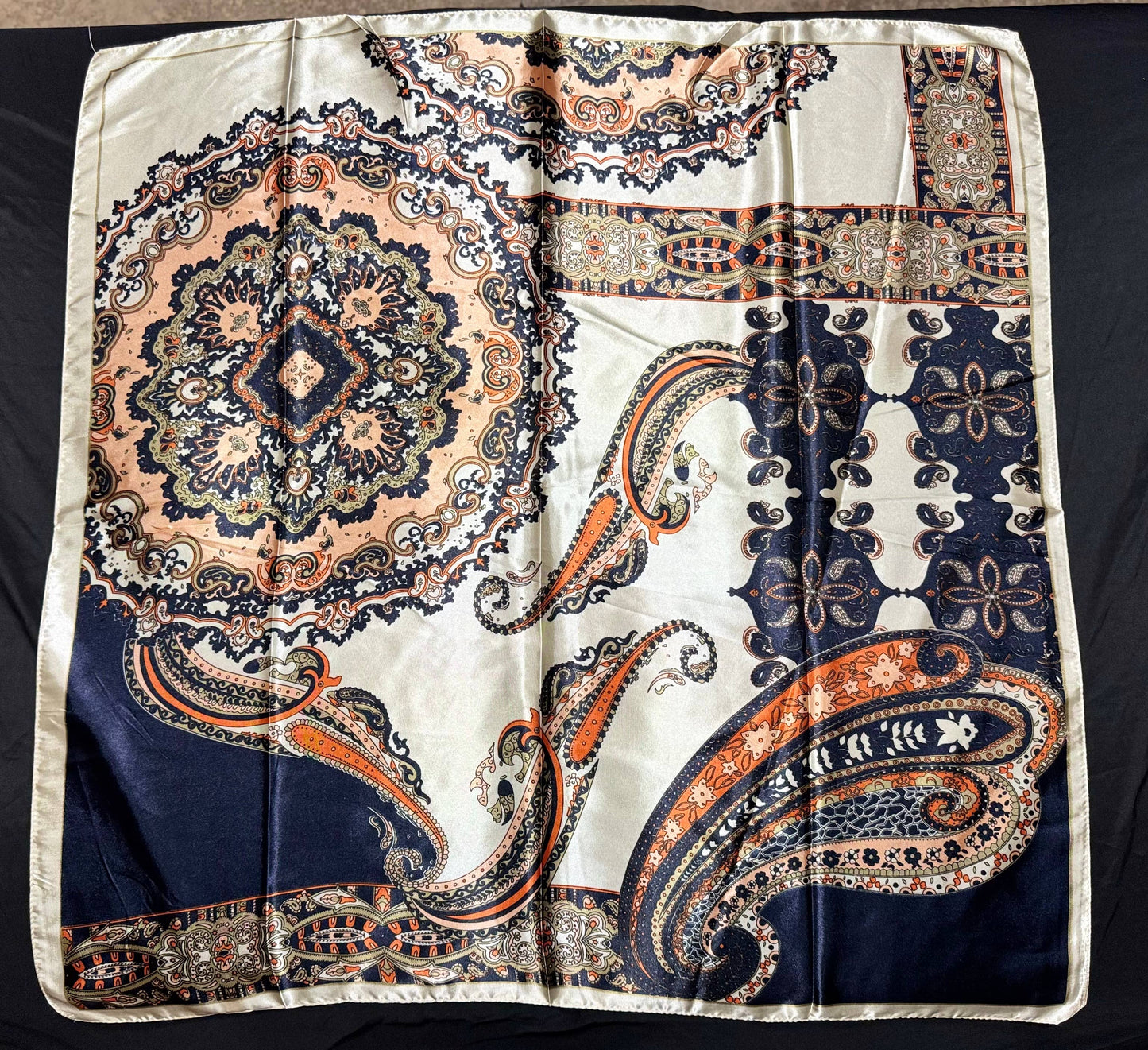 Tan and Navy Paisley Wild Rag