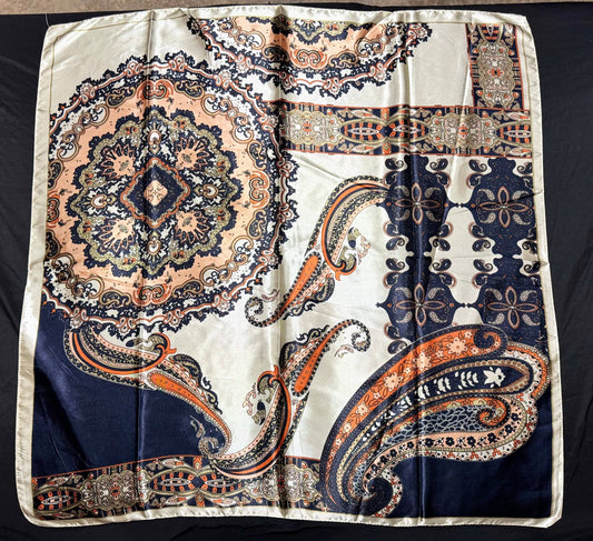 Tan and Navy Paisley Wild Rag