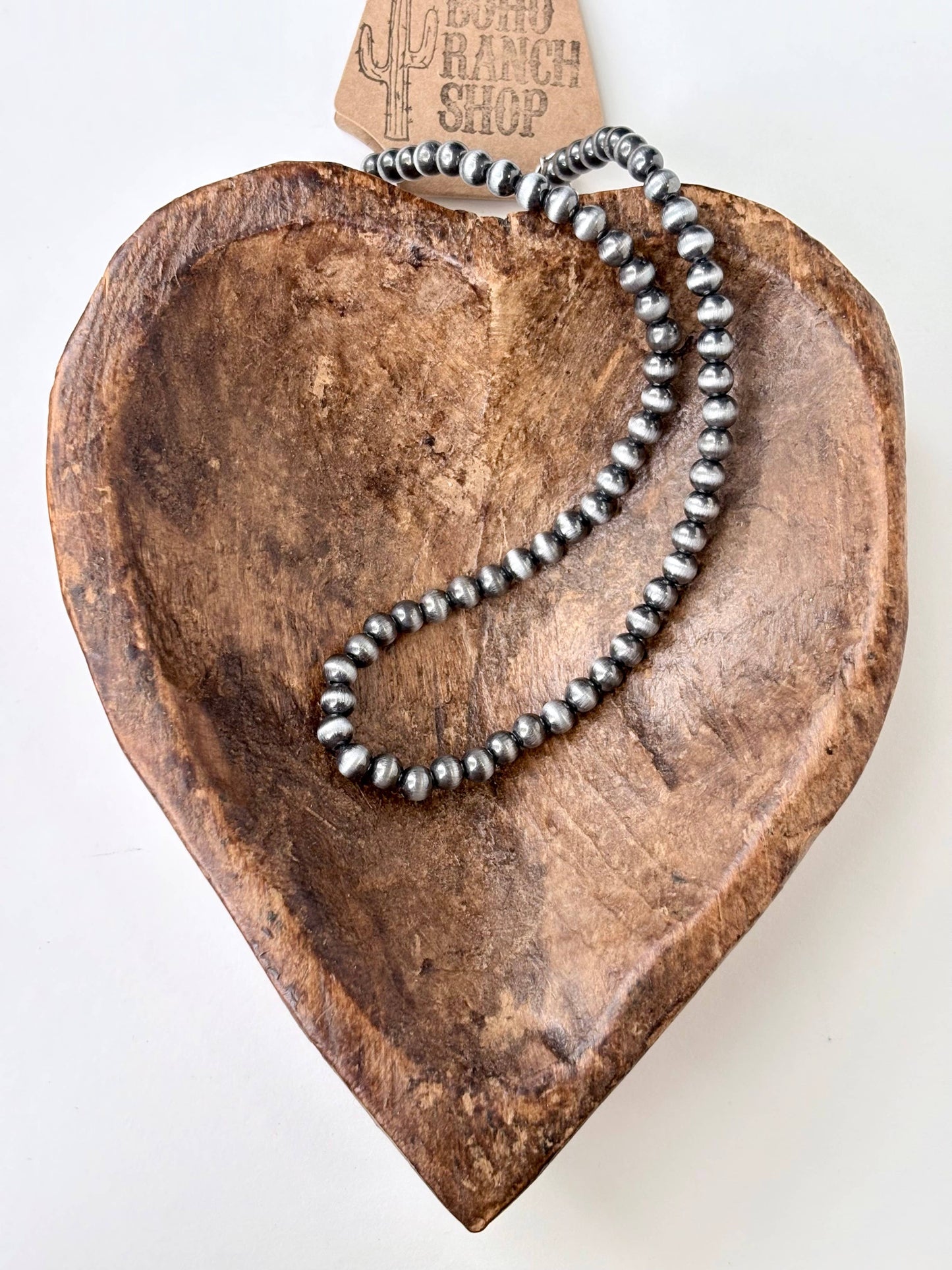 Boho Ranch Shop - 6MM Western Style Navajo Pearl Bead Necklace: 18"L