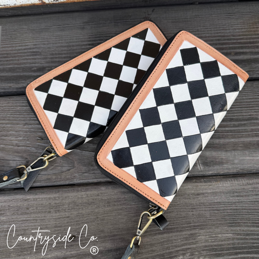 Avenue Checkered Leather Wallet