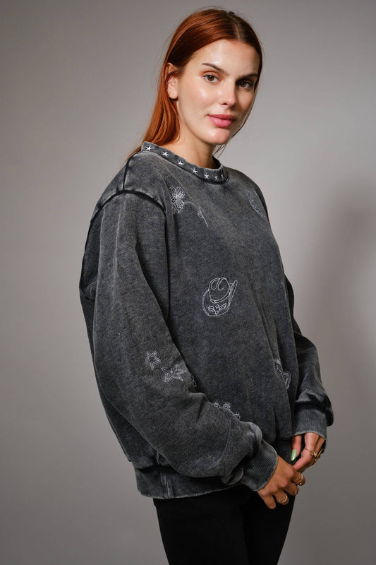 Western Embroidered Sweatshirt