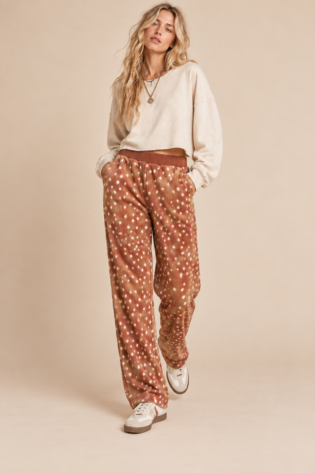 Fawn Print Plush Relaxed Pants