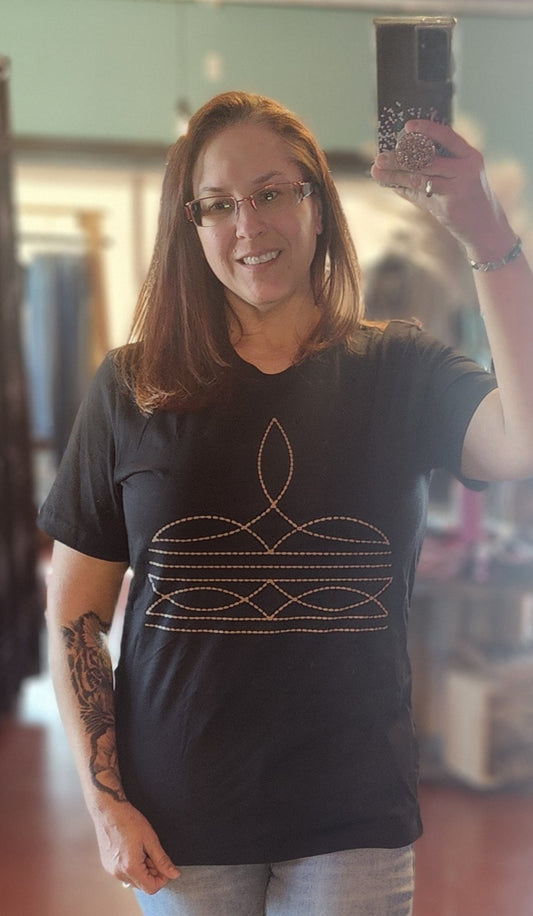 Mocha Brown Boots Stitch T-Shirt