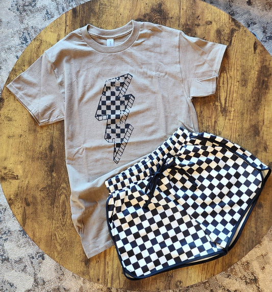 Checkered Bolt Tee