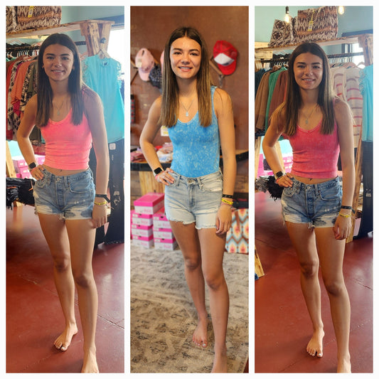 V-Neck Ribbed Crop Tank