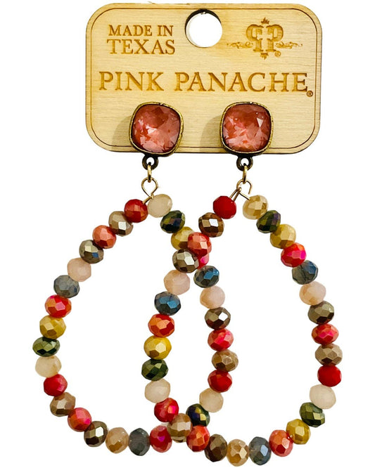 Faceted bead teardrop earring with Austrian crystal - LC: Multi-Color