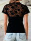 Black Floral Mesh Top