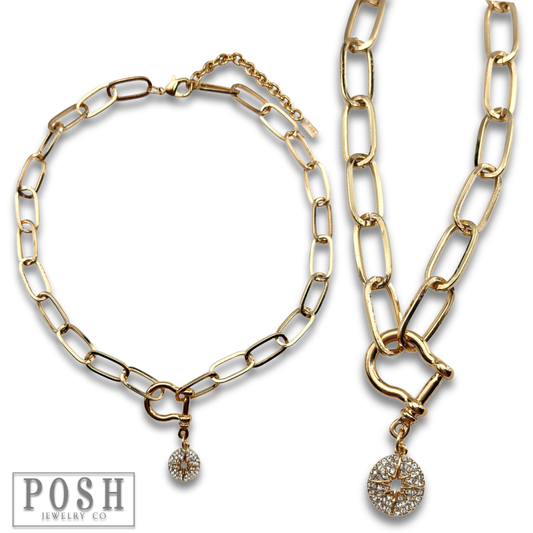 Equestrian charm necklace: Gold